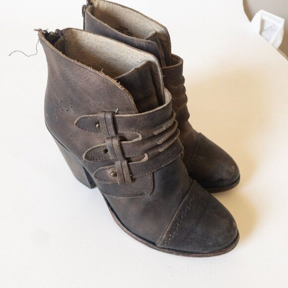 Freebird By Steven Malbc Brown Leather Block Heel Ankle Boots SZ 7 - Picture 10 of 16